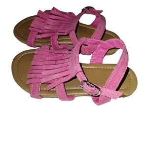Girl's Pink Suede Fringed Sandals Size 9